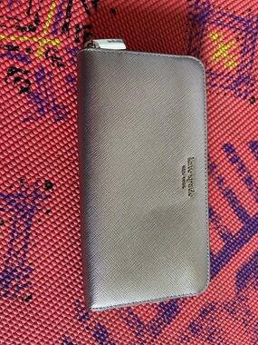 kate spade Metallic Silver Zip-Around Wallet